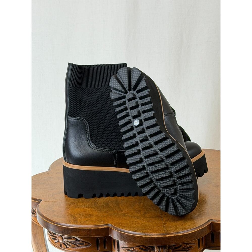NIB ALL BLACK Black Flatform Sock Chelsea Platform Boots #0373 EU 39 - Picture 2 of 8